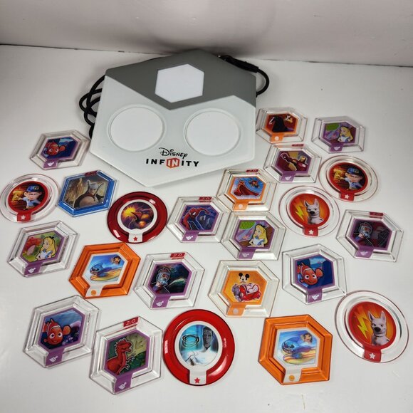 Disney Infinity Disk Lot of 23 and Portal Base for Xbox 360 - Picture 1 of 15